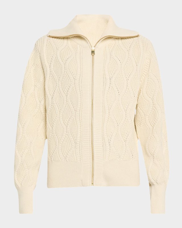 Lando Full-Zip Swirly Cable Knit Jacket